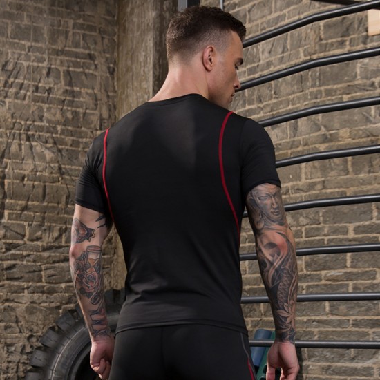 Men's PRO Tight Short-sleeved Sports training fitness Wear Elastic Quick-drying Sweat-wicking Breathable T-shirt Top 91204