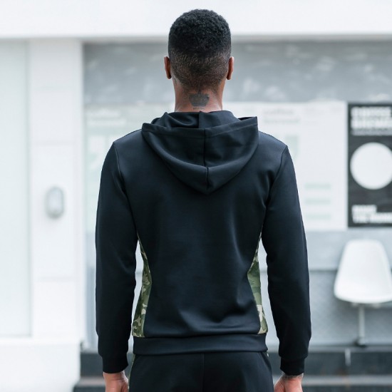 Men's sports sweatshirt, running fitness training suit, loose casual long-sleeved camouflage hooded jacket 91602