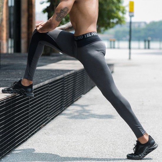 Men's PRO Skinny pants, Outdoor fitness quick-drying training pants, High-elasticity mesh breathable sports long pants 91305
