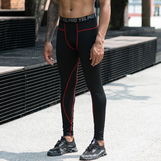 Men's PRO Skinny pants, Outdoor fitness quick-drying training pants, High-elasticity mesh breathable sports long pants 91305