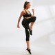 Women's yoga pants, pocket fitness running sports, elastic quick-drying pants, high-waisted, height-lifting tight 3/4 pants 92303