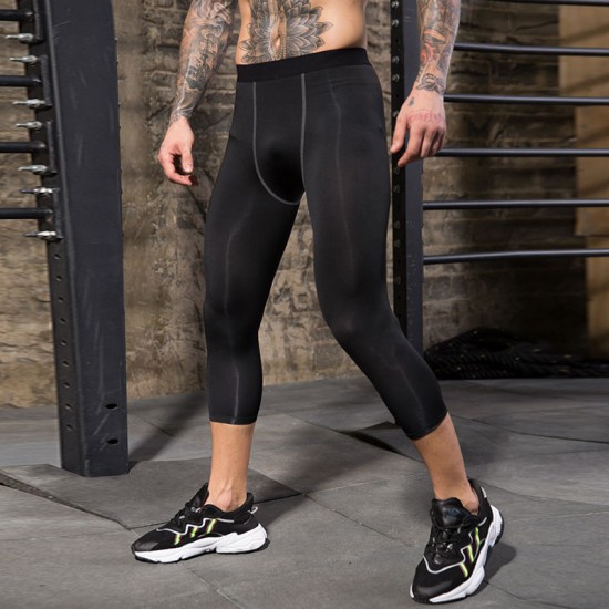Men's tight PRO capri pants, sports and fitness running shorts, cross-border Amazon quick-drying Capri pants, 1050