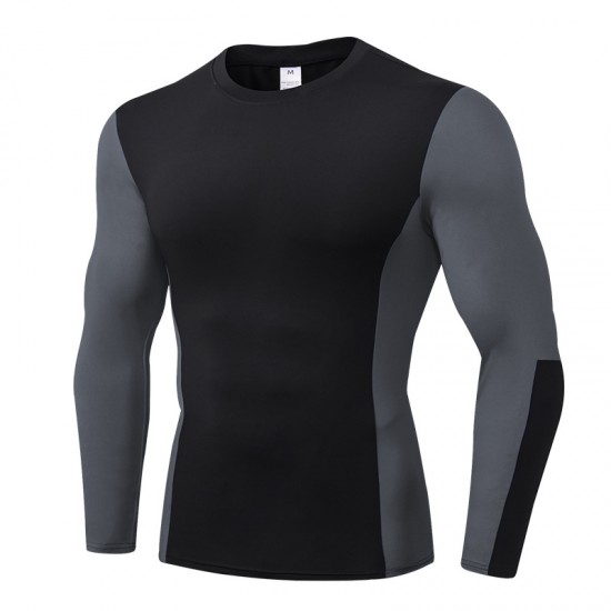 Men's PRO Fitness Quick-drying long-sleeved sports running fitness Wear High-elasticity Sweat-wicking Training Tight-fitting T-shirt 01508