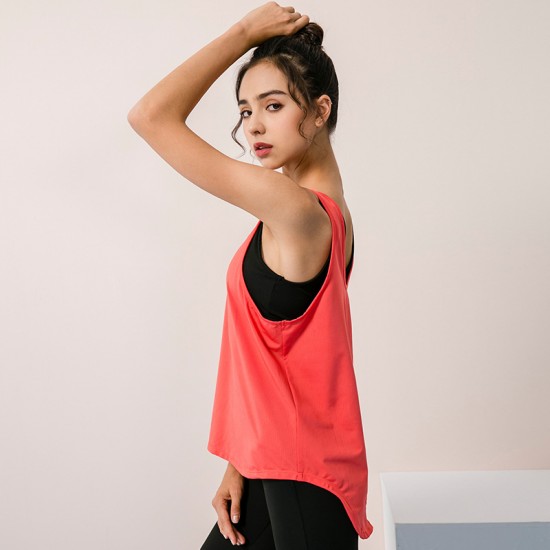 Women's loose sports vest, running yoga top, smocks, fitness quick-drying breathable training suit vest 02105