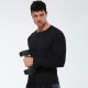Solid color Men's PRO Fitness Exercise Running Tight T-shirt Elastic Sweat-wicking Quick-drying long-sleeved shirt 4002