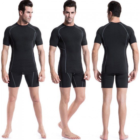 Men's Tight Training PRO Short-sleeved Fitness T-shirt Elastic Sweat-wicking Quick-Drying Compression Shirt 1008