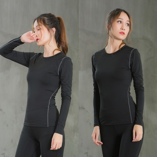 Women's PRO Tight-fitting training long-sleeved sports fitness Yoga T-shirt, moisture-wicking long-sleeved shirt 2019