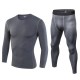 Men's Tight training Suit PRO Sports and Fitness Set Sweat-wicking quick-drying clothes Long sleeves + long pants 1019+1020