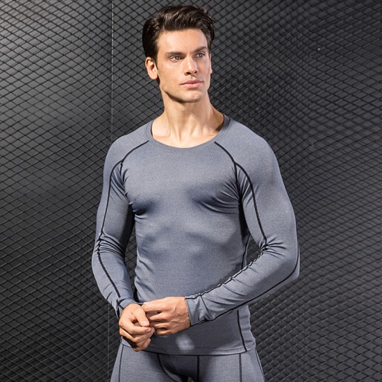 Men's Pro Tight Fitness Running Training T-shirt Amazon Stretch Quick-drying Long-sleeved Shirt Clothes 1059