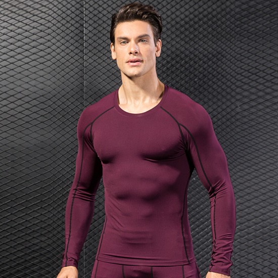 Men's Pro Tight Fitness Running Training T-shirt Amazon Stretch Quick-drying Long-sleeved Shirt Clothes 1059