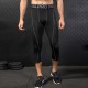 Men's Pro Cropped Pants Fitness Running Training Tights Quick-drying Sweat-wicking Breathable Stretch Cropped Pants 1051