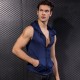 Men's tight-fitting sleeveless vest, running training fitness suit, zipper hooded quick-drying coat 9006