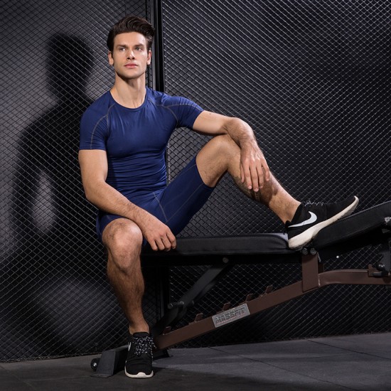 Men's Pro Tight Short-sleeved Fitness Sports Running Training Clothing Elastic Quick-drying Clothes Short-sleeved T-shirt Clothes 1053