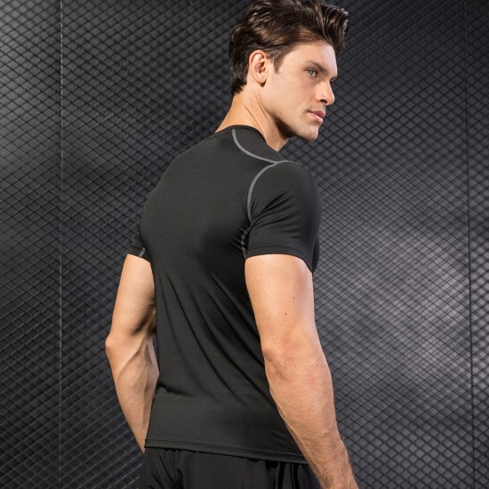 Men's Tight Training Fitness Clothing Running Short-sleeved Sportswear Amazon Stretch Quick-drying Clothes T-shirt 1003