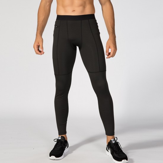 Men's Zipper Pocket Fitness Trousers Pro Sports Running Training Sweat-wicking Quick-drying High-elastic Tights 1070