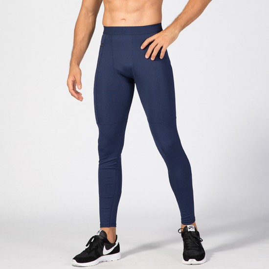 Men's Zipper Pocket Fitness Trousers Pro Sports Running Training Sweat-wicking Quick-drying High-elastic Tights 1070