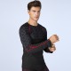 Men's fitness print patchwork long-sleeved sports running training sweat-wicking quick-drying high-elasticity tight clothes 4019