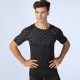 Men's fitness short-sleeved printed patchwork sports running training sweat-wicking quick-drying high-elasticity tight clothes 4003
