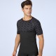 Men's fitness short-sleeved printed patchwork sports running training sweat-wicking quick-drying high-elasticity tight clothes 4003
