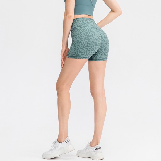 Women's nude printed yoga shorts, running training high-elasticity tight sports quick-drying fitness 3-inch pants 02412