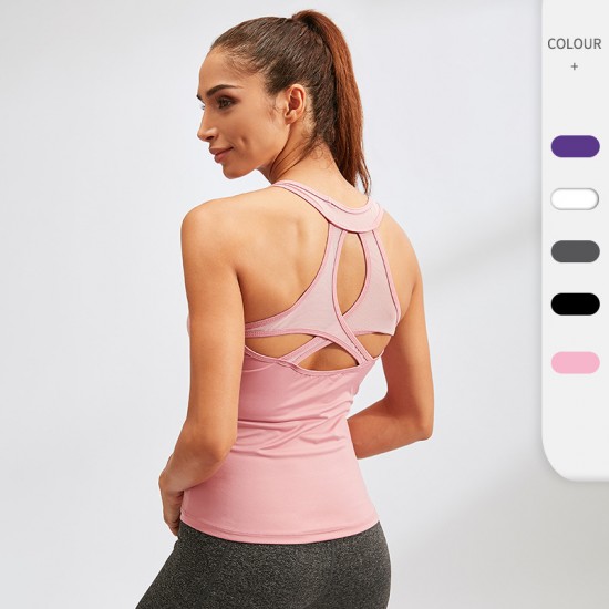 Women's yoga vest, sexy hollowed-out tight quick-drying vest, high-elasticity and breathable fitness and running sports vest 92101 Women's yoga vest, sexy hollowed-out tight quick-drying vest, high-elasticity and breathable fitness and running sports vest 92101
