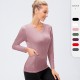 New autumn and winter yoga wear for women, long-sleeved quick-drying elastic tight T-shirt for running and sports, fitness top 12525