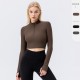 European and American yoga wear, women's high-waisted stand-up collar, zipped long-sleeved yoga coat, tight, slimming, high-elasticity sports and fitness wear