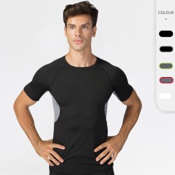 Men's PRO Fitness Exercise Running Training short-sleeved sweat-wicking Quick-drying Breathable Elastic Tight Suit B0008