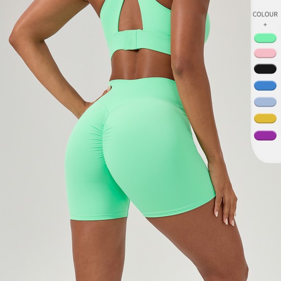 European And American High Waist Sexy Peach Hip Tight Sports Shorts Women's Elastic Hip Yoga Pants Quick-drying Running Fitness Pants European And American High Waist Sexy Peach Hip Tight Sports Shorts Women's Elastic Hip Yoga Pants Quick-drying Running Fitness Pants