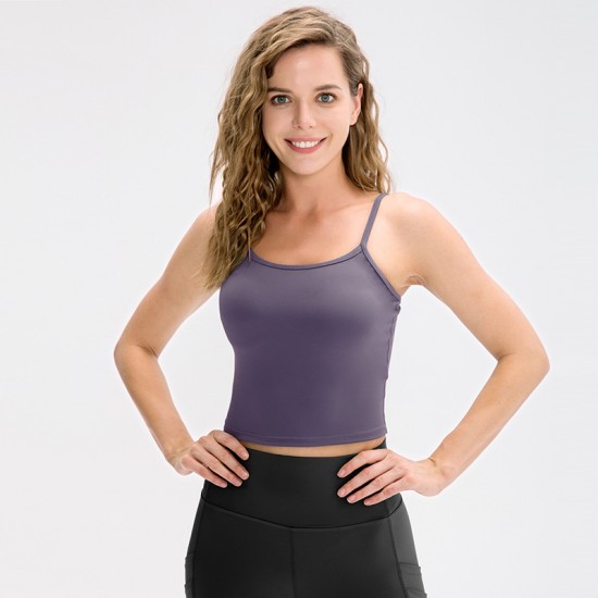 Ladies' tight fitness vest, running quick-drying sports top, nude yoga suit, strappy vest 12122