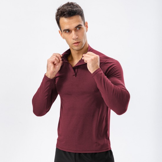 Men's Autumn And Winter Fitness Long Sleeve Quick-drying Running Training Suit Half Zipper Slim Pullover Sports Sweater 11516