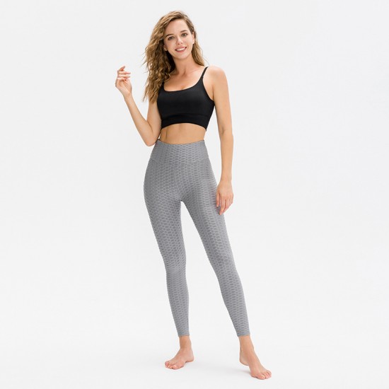 Women's sports yoga pleated pants, tie-dyed high-waisted, hip-lifting bubble pants, tight quick-drying, breathable fitness long pants 12346