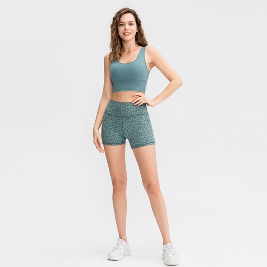 Women's nude printed yoga shorts, running training high-elasticity tight sports quick-drying fitness 3-inch pants 02412