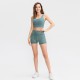 Women's nude printed yoga shorts, running training high-elasticity tight sports quick-drying fitness 3-inch pants 02412