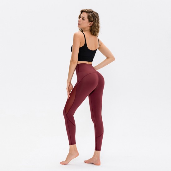 Women's tight yoga pants, high-waisted, hip-lifting, running, sports, high-elasticity, fast, dry-woven mesh, breathable fitness pants 12352