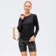 Women's autumn and winter yoga exercise long-sleeved quick-drying breathable mesh fabric patchwork elastic running exercise fitness wear 12522