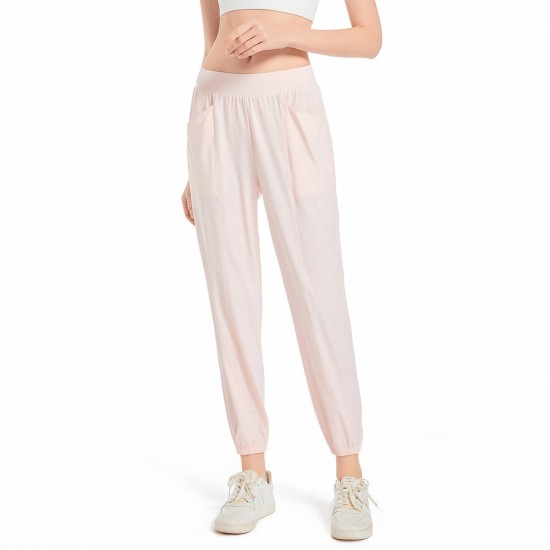 Women's summer ice sensation loose sports pants, quick-drying and breathable running training yoga pants, elastic fitness tight-fitting pants JY718