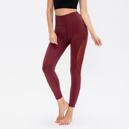Women's tight yoga pants, high-waisted, hip-lifting, running, sports, high-elasticity, fast, dry-woven mesh, breathable fitness pants 12352