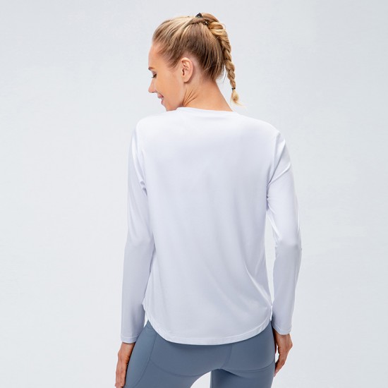 Women's autumn and winter yoga long-sleeved loose casual sports T-shirt, quick-drying and breathable running training fitness clothes 12524