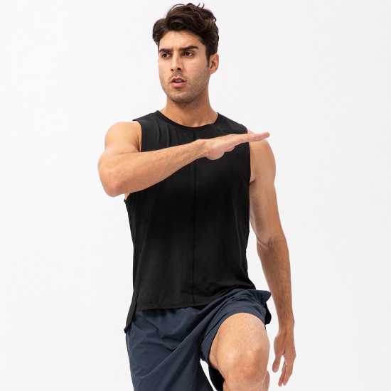 Men's Summer Fitness Loose Vest Quick-drying Breathable Basketball Running T-shirt Moisture Wicking Wide Shoulder Sports Vest 21113