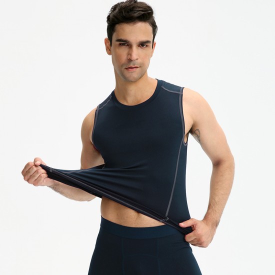 Men's sports vest, round-neck tight-fitting training running fitness suit, elastic sweat-wicking quick-drying top, waistcoat 01108