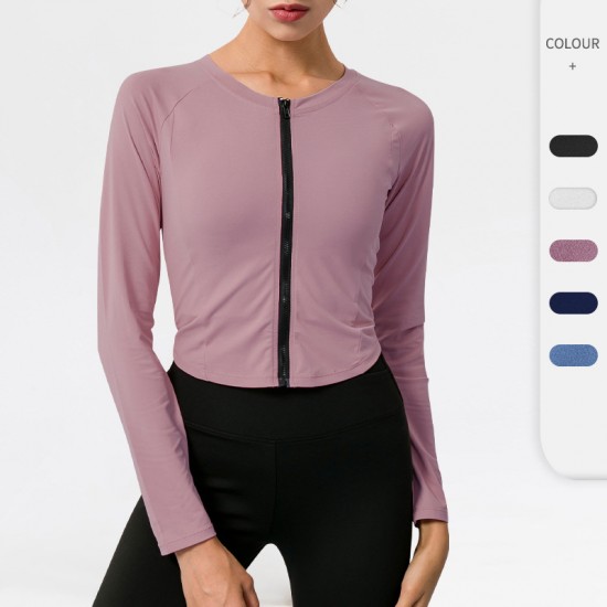 Women's yoga zipper long-sleeved sports running training fitness wear quick-drying elastic tight long-sleeved top 02517 Women's yoga zipper long-sleeved sports running training fitness wear quick-drying elastic tight long-sleeved top 02517