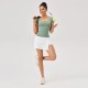 Women's spring and summer square-neck sports short-sleeved, slimming, tight, quick-drying running and fitness T-shirt, nude and breathable yoga wear top