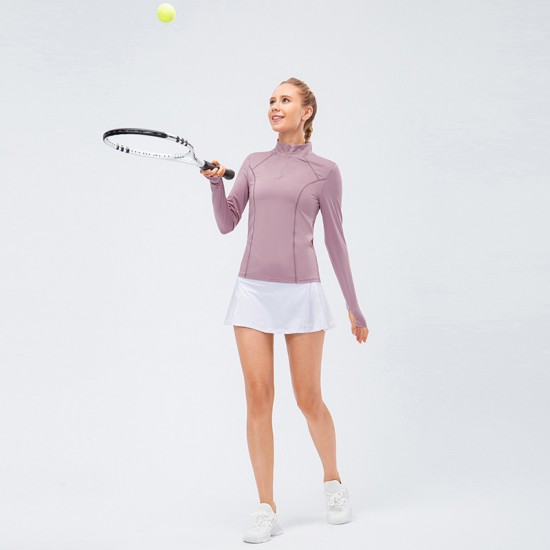 Women's Autumn And Winter Yoga Long Sleeve Fitness Clothing Slim Running T-shirt Jacket Quick-drying Sports Sweater 12521