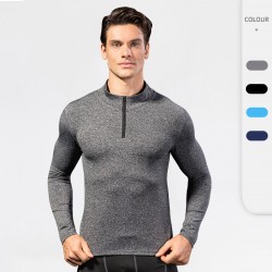 Men's autumn and winter sports sweatshirt, fitness running training, long-sleeved half-zipper stretch quick-drying stand-up collar sweatshirt 9004