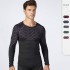Men's fitness print patchwork long-sleeved sports running training sweat-wicking quick-drying high-elasticity tight clothes 4019