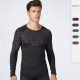 Men's fitness print patchwork long-sleeved sports running training sweat-wicking quick-drying high-elasticity tight clothes 4019