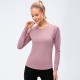 Women's autumn and winter yoga exercise long-sleeved quick-drying breathable mesh fabric patchwork elastic running exercise fitness wear 12522
