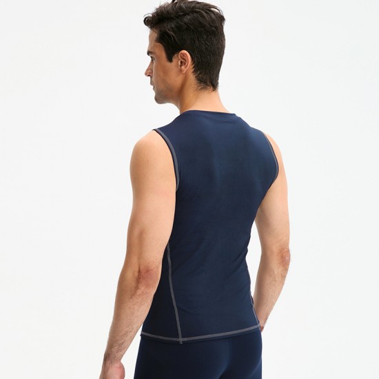 Men's sports vest, round-neck tight-fitting training running fitness suit, elastic sweat-wicking quick-drying top, waistcoat 01108