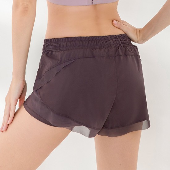Two pairs of sports shorts for women, anti-glare loose mesh, running and fitness pants, quick-drying yoga pants MDK3011 Two pairs of sports shorts for women, anti-glare loose mesh, running and fitness pants, quick-drying yoga pants MDK3011